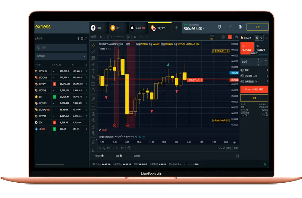Trade platform Exnes on your laptop